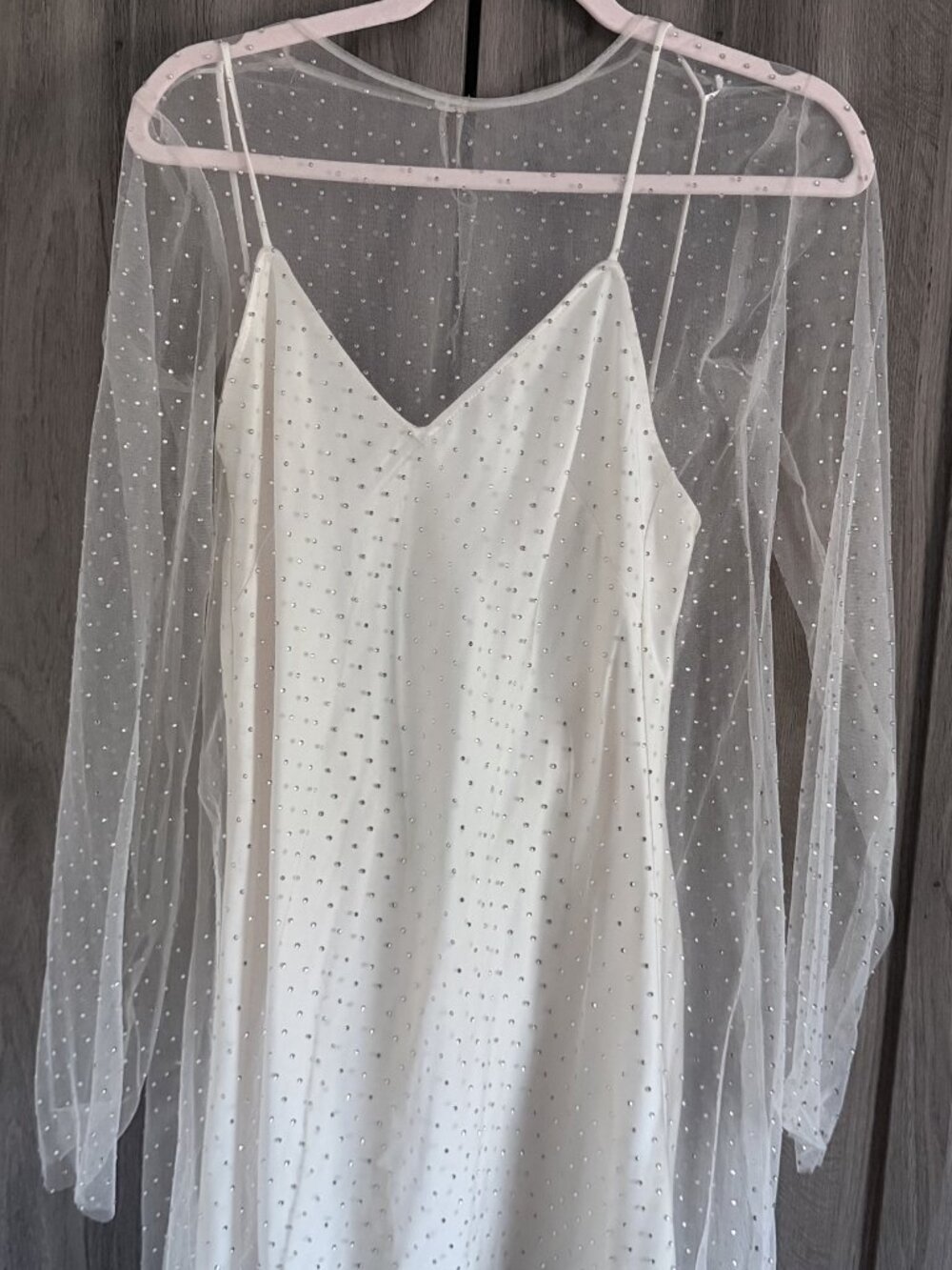 Zara Rhinestone Mesh Mini Dress - White - Size S - NWT Sparkly Tulle